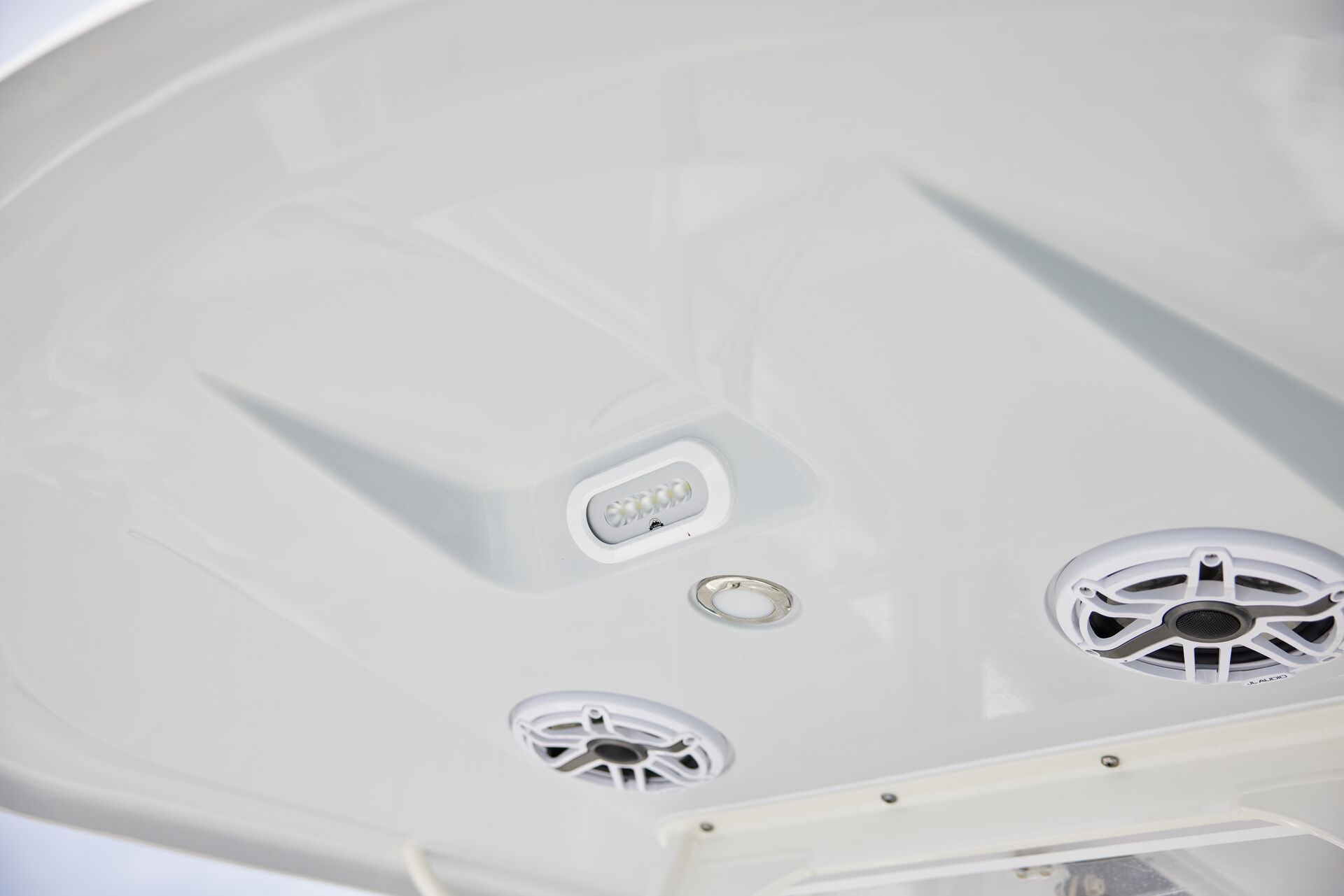 Close-up of a stern light, boat navigation lights concept.