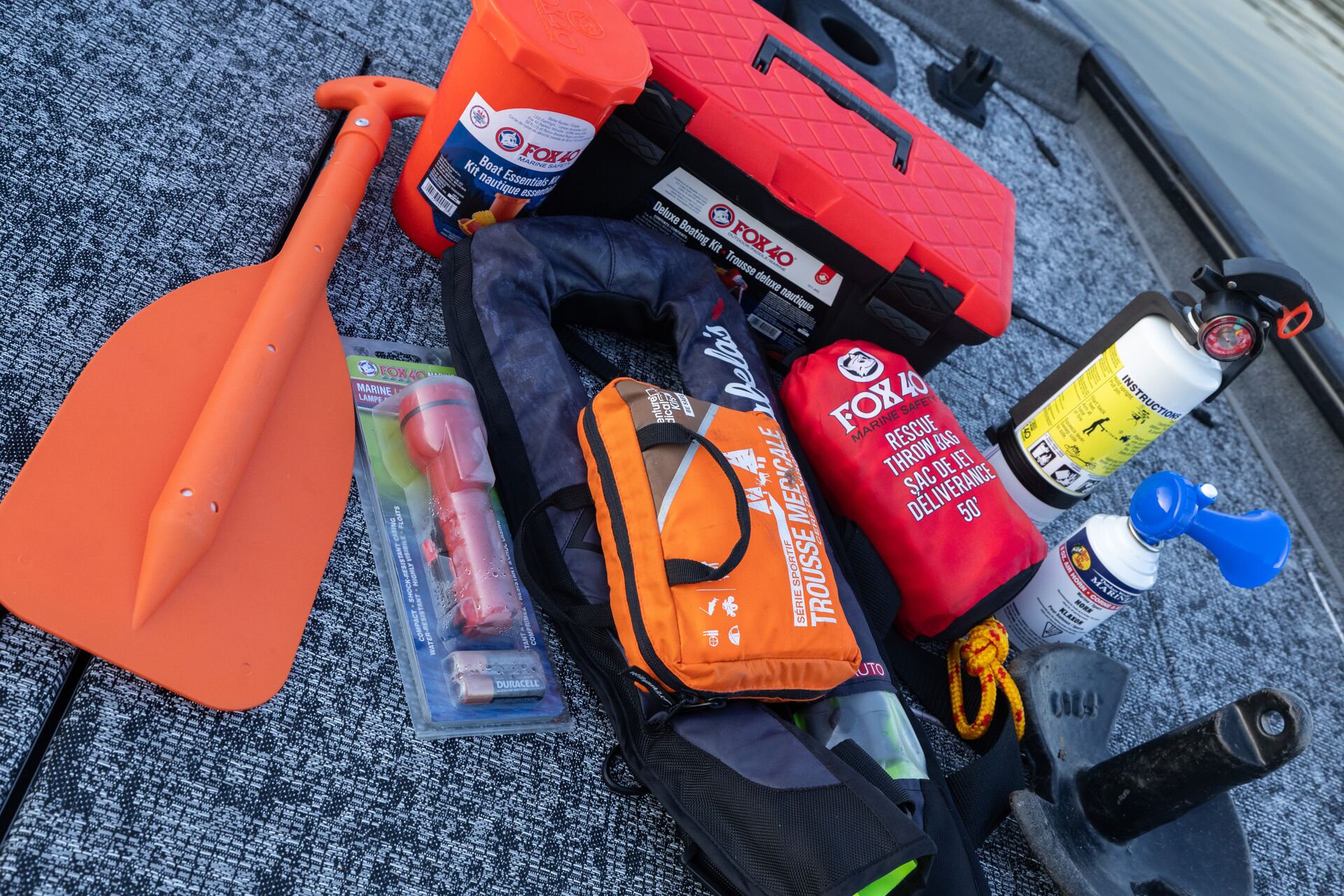 Safety equipment for a boat, sailboat maintenance checklist concept. 