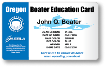 Image of the Oregon boater education card. 